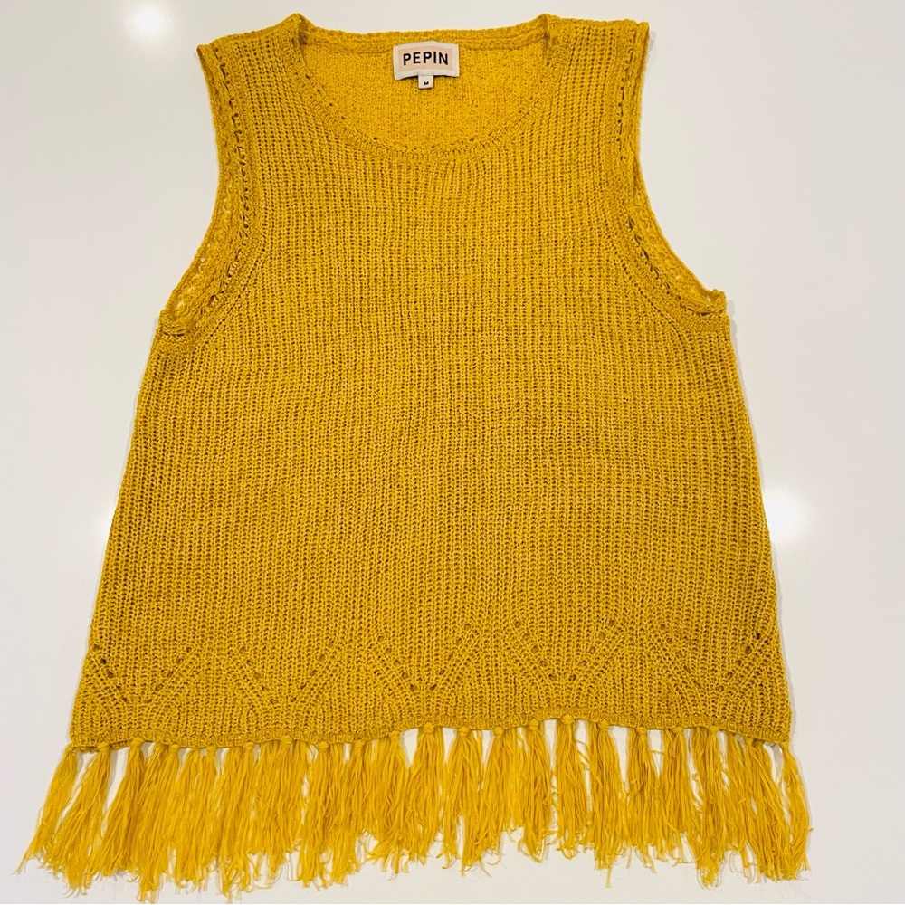 PEPIN • Yellow Tank Top with Fringe • Medium